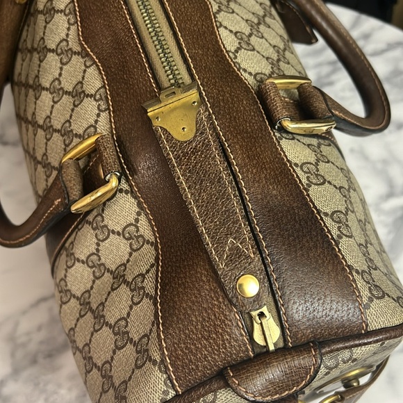 Vintage Gucci | GG Monogram Weekender Duffle Boston Bag w/ Built-In Lock - Picture 14 of 17